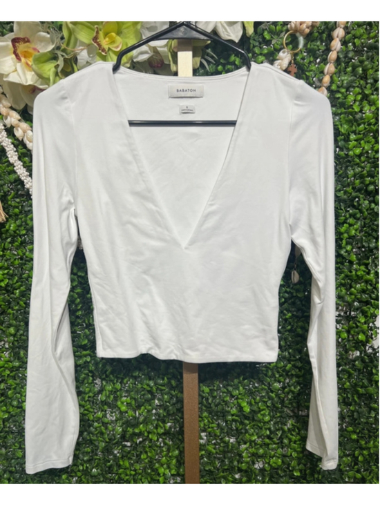 Babaton Tops - Babaton Aritzia Contour V Neck Long Sleeve Cropped Deep Plunge Neckline small